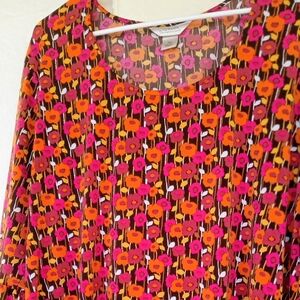 Christopher & Banks Vibrant Floral Blouse - Pink, Orange, Black.